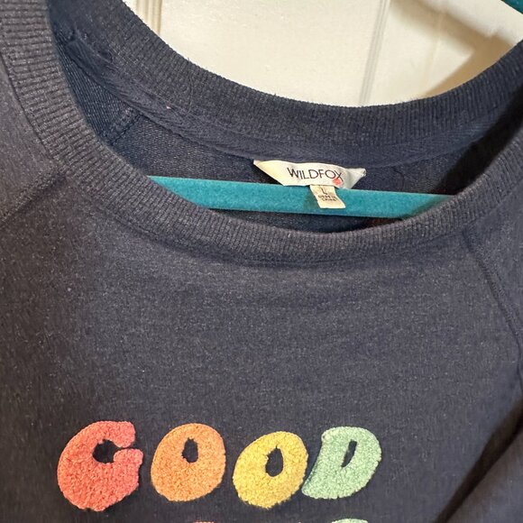 WildFox "Good Vibes" Navy Sweatshirt-Size Large - Picture 3 of 5